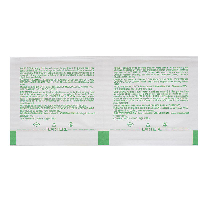 Sting Relief Prep Pad non tissé PADS PADS Utilisation des premiers soins